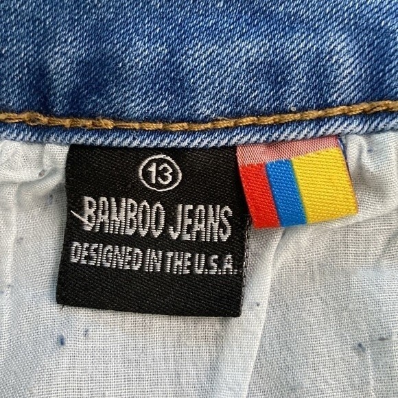 Bamboo Distressed Mid-Rise Skinny Jean Stripe Detail Faded Whisker Stretchy Soft - Picture 9 of 16